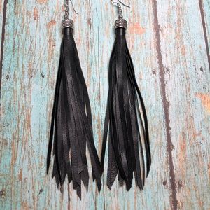 Vegan Leather Fringe Earrings-Pierced & Clip On 🔥